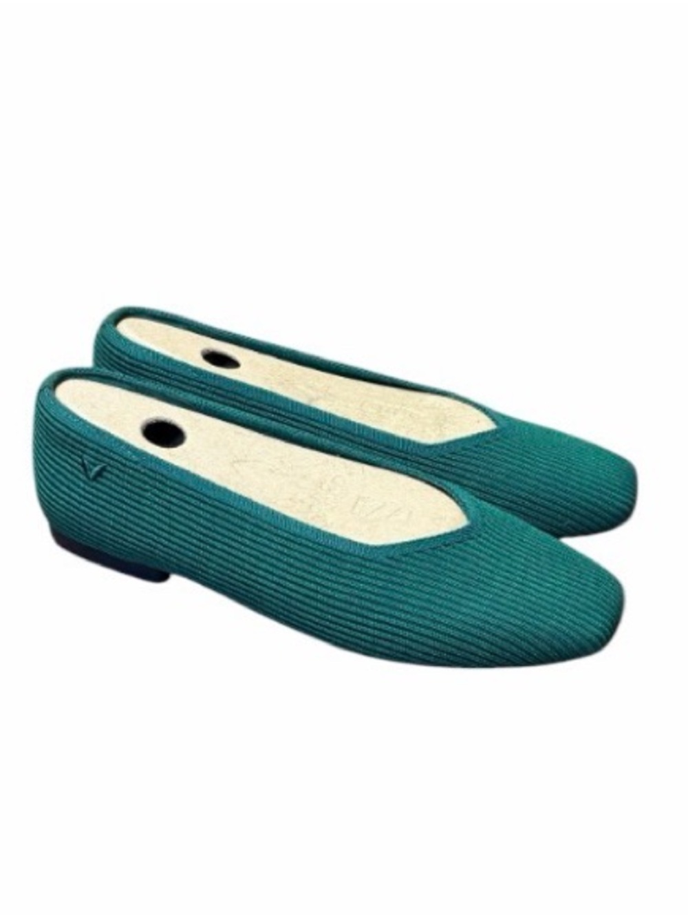 Vivaia Margot 2.0 Square-Toe V-Cut Flats Green Womens EU 39.5 US 8.5 Wide
